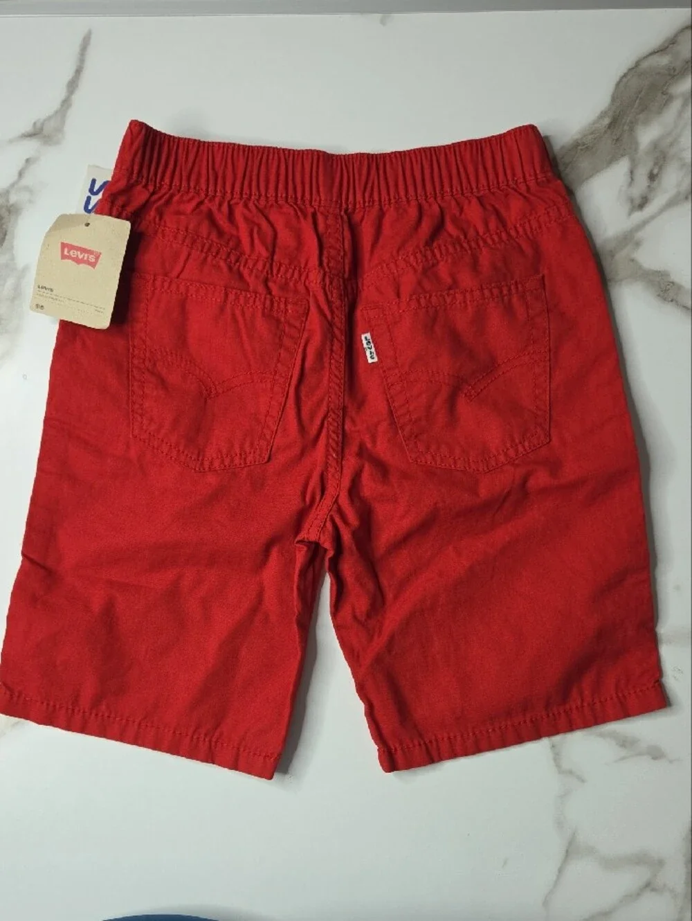 Levi's Boy's Bright Red Elastic-Waist Flat Front Shorts